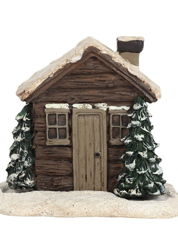 Log Cabin Christmas Incense Cone Burner